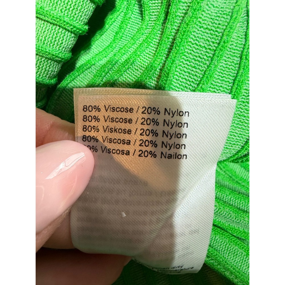 JUST FEMALE Fresh Dress Womens L Kelly Green Ribbed Knit Midi Scandi Bright - Picture 7 of 10